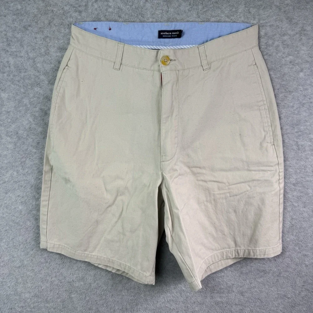 Southern Marsh Shorts Mens 28 Khaki Performance Flat Front Pockets Preppy